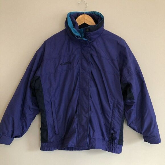 Columbia Bugaboo Womens SKI Jacket Small Zip Out Fleece 3in1 Vintage 90's Blue - Picture 1 of 16